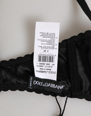 Dolce & Gabbana Black Silk Underwired Balconette Bra Underwear