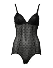 Dolce & Gabbana Black Nylon Stretch Bodysuit Lingerie Underwear