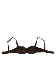 Dolce & Gabbana Brown Silk Underwired Balconette Bra Underwear