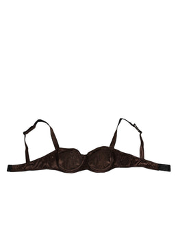 Dolce & Gabbana Brown Silk Underwired Balconette Bra Underwear