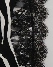 Dolce & Gabbana Black Silk Zebra Print Lace High Waist Underwear