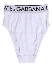 Dolce & Gabbana White Cotton Stretch High Waist Panty Underwear