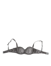 Dolce & Gabbana Gray Silk Underwired Balconette Bra Underwear