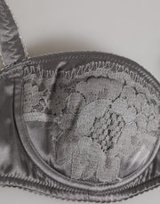 Dolce & Gabbana Gray Silk Underwired Balconette Bra Underwear