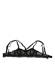 Dolce & Gabbana Black Floral Lace Nylon Balconcino Bra Underwear