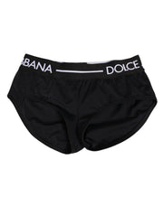 Dolce & Gabbana Black Nylon Logo Waistband Shorts Underwear