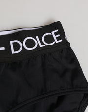 Dolce & Gabbana Black Nylon Logo Waistband Shorts Underwear