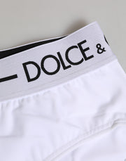 Dolce & Gabbana White Nylon Logo Waistband Shorts Underwear