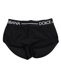 Dolce & Gabbana Black Nylon Logo Waistband Shorts Underwear
