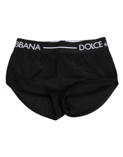 Dolce & Gabbana Black Nylon Logo Waistband Shorts Underwear