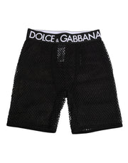 Dolce & Gabbana Black Cotton Logo Shorts Midi Trouser Underwear