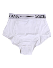 Dolce & Gabbana White Nylon Logo Waistband Coulotte Underwear