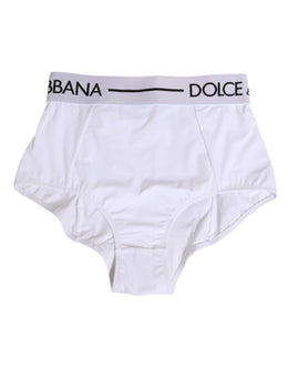 Dolce & Gabbana White Nylon Logo Waistband Coulotte Underwear