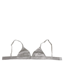 Dolce & Gabbana Gray Silk Satin Triangle Soft Cup Bra Underwear