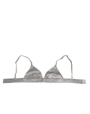 Dolce & Gabbana Gray Silk Satin Triangle Soft Cup Bra Underwear