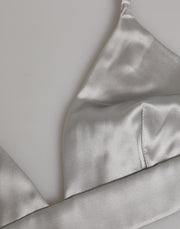 Dolce & Gabbana Gray Silk Satin Triangle Soft Cup Bra Underwear