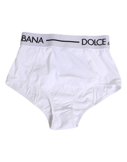 Dolce & Gabbana White Nylon Logo Waistband Panty Underwear