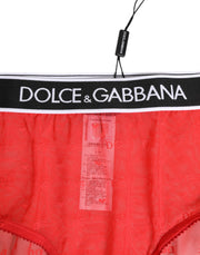 Dolce & Gabbana Red Nylon Logo Waistband Brief Panty Underwear