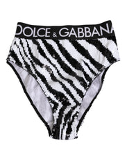 Dolce & Gabbana Black White Stripes High Waist Panty Underwear