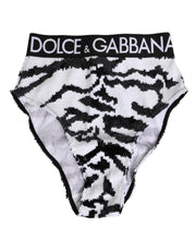 Dolce & Gabbana Black White Sequin High Waist Panty Underwear