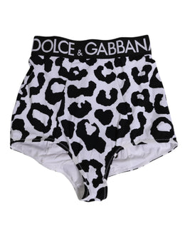 Dolce & Gabbana White Leopard Nylon High Waist Girdle Underwear