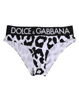 Dolce & Gabbana White Leopard Nylon High Waist Panty Underwear