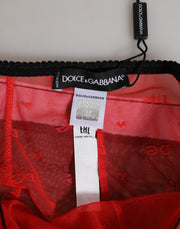 Dolce & Gabbana Black Red Nylon High Waist Girdle Underwear