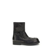 MM6 Black Leather Ankle Boots