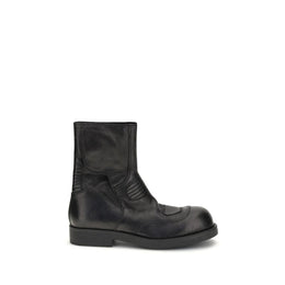 MM6 Black Leather Ankle Boots