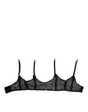 Dolce & Gabbana Black Floral Lace Nylon Strap Garter Underwear