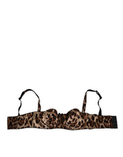 Dolce & Gabbana Brown Leopard Silk Balconnet Bra Underwear