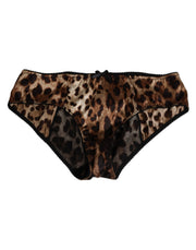 Dolce & Gabbana Brown Leopard Silk Mid Waist Panty Underwear