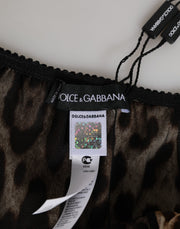 Dolce & Gabbana Brown Leopard Silk Mid Waist Panty Underwear