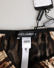 Dolce & Gabbana Brown Leopard Silk Mid Waist Panty Underwear