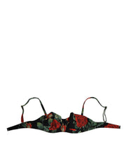Dolce & Gabbana Black Floral Nylon Padded Balconnet Bra Underwear