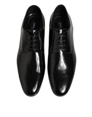 Dolce & Gabbana Black Calfskin Leather Derby Men Dress Shoes