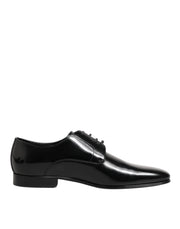 Dolce & Gabbana Black Calfskin Leather Derby Men Dress Shoes