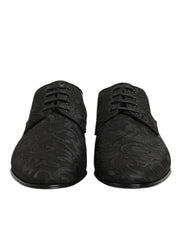 Dolce & Gabbana Black Brocade Lace Up Derby Men Dress Shoes
