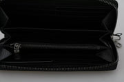 Dolce & Gabbana Black Leather #DGFAMILY Zipper Continental Mens Wallet