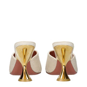 Amina Muaddi Beige Fabric Slippers
