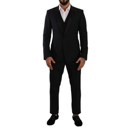 Dolce & Gabbana Black Wool Three-Piece Suit