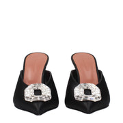 Amina Muaddi Black Satin High Heel Pumps