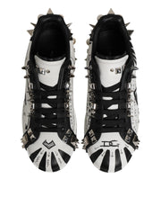 Dolce & Gabbana White Portofino Studded Men Sneakers Shoes