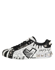 Dolce & Gabbana White Portofino Studded Men Sneakers Shoes