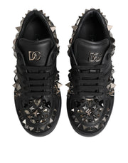 Dolce & Gabbana Black Portofino Studded Men Sneakers Shoes