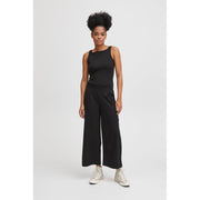 ICHI Black Recycled Polyester Flared Pants