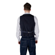 Gianni Lupo Blue Cotton Waistcoat