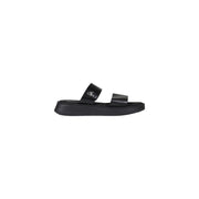 Calvin Klein Jeans Black Leather Flat Sandals