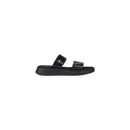 Calvin Klein Jeans Black Leather Flat Sandals
