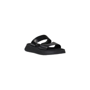Calvin Klein Jeans Black Leather Flat Sandals